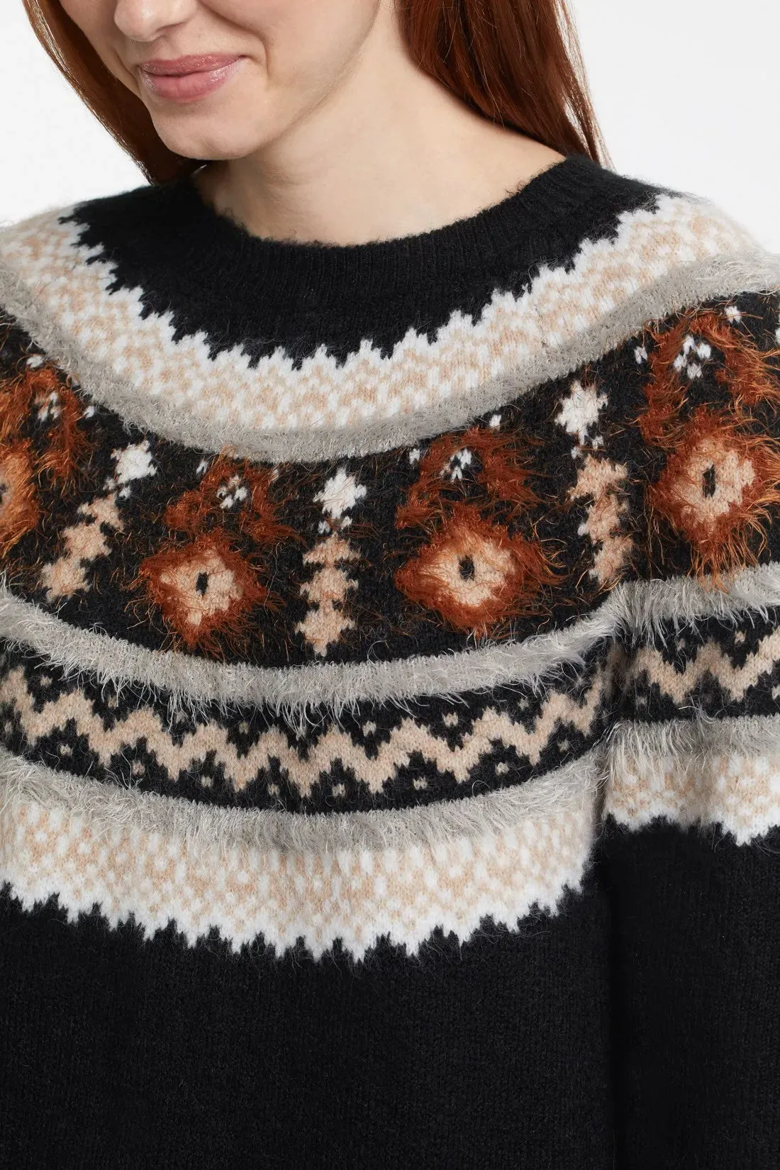 Tribal | Crew Neck Intarsia Sweater | Women's