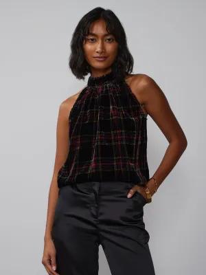 Velvet Plaid Halter Top