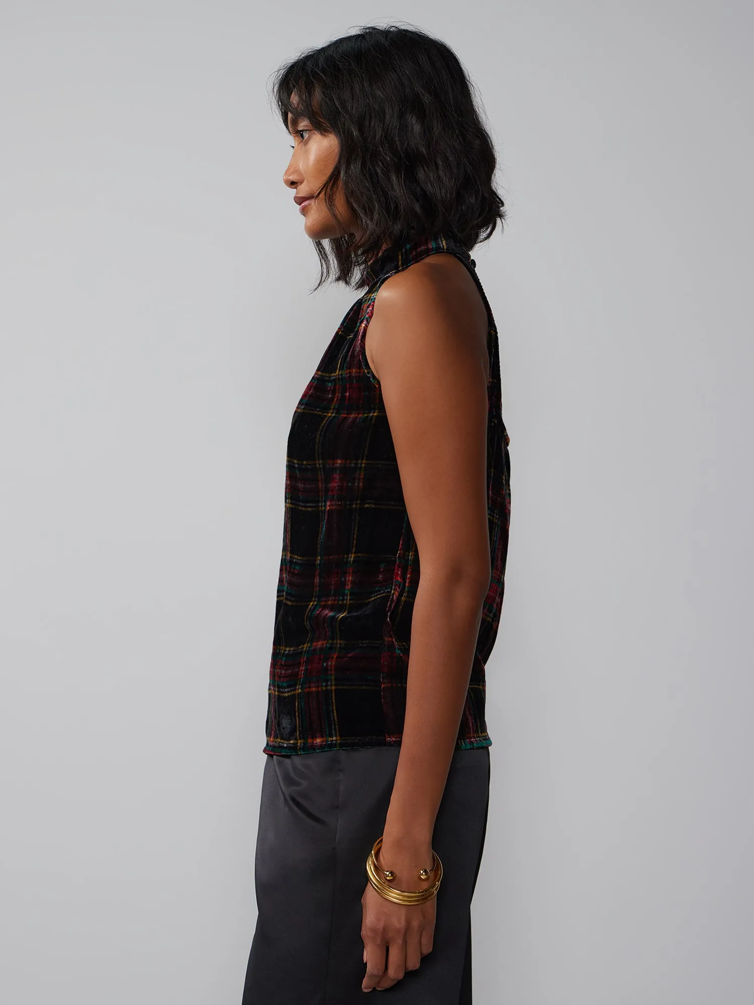 Velvet Plaid Halter Top