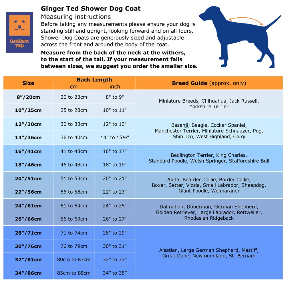 Waterproof Shower Dog Coat (Limited Edition Colours) with Warm Lining