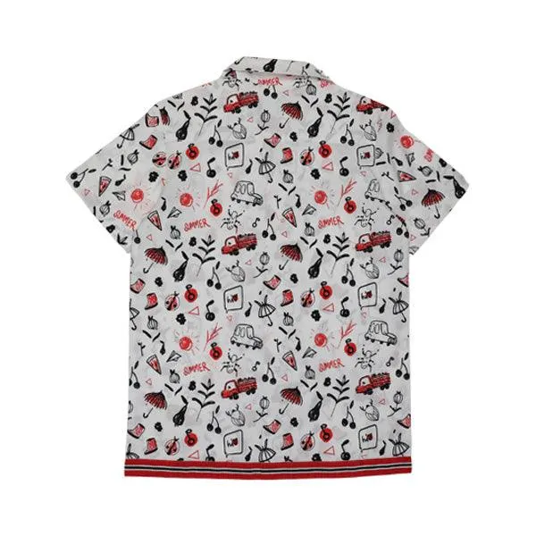 WHITE DOODLE SHORT SLEEVE SHIRT