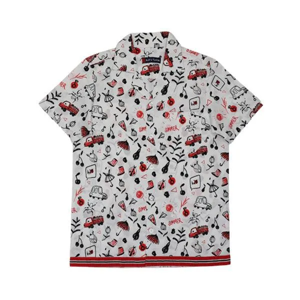 WHITE DOODLE SHORT SLEEVE SHIRT