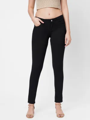 Women Black Mid-Rise Denim Legging