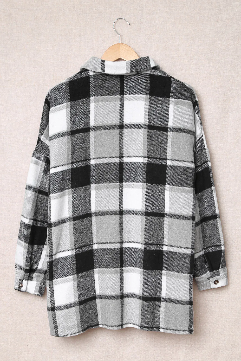 Women's Flannel Plaid Jacket Long Sleeve Buttoned Shirts Coats Shacket