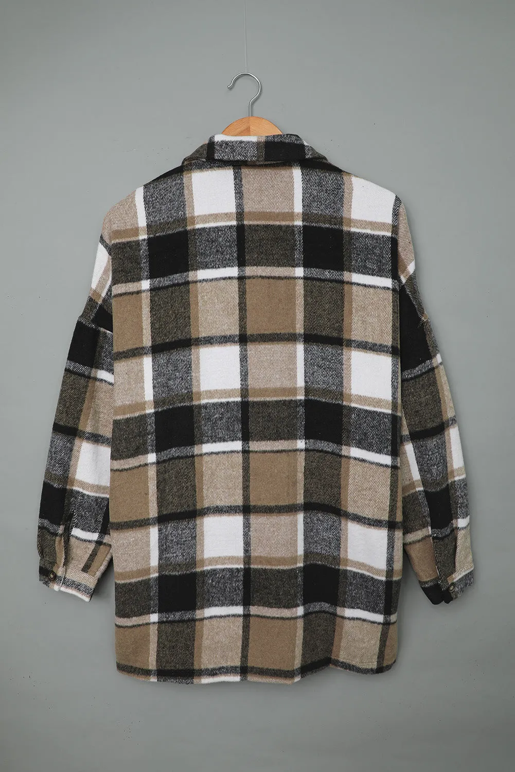 Women's Flannel Plaid Jacket Long Sleeve Buttoned Shirts Coats Shacket