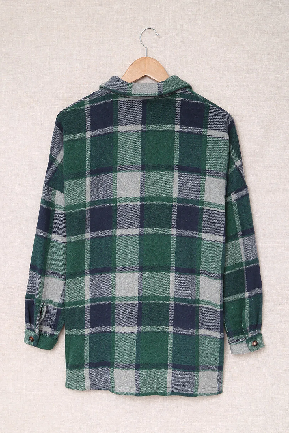 Women's Flannel Plaid Jacket Long Sleeve Buttoned Shirts Coats Shacket