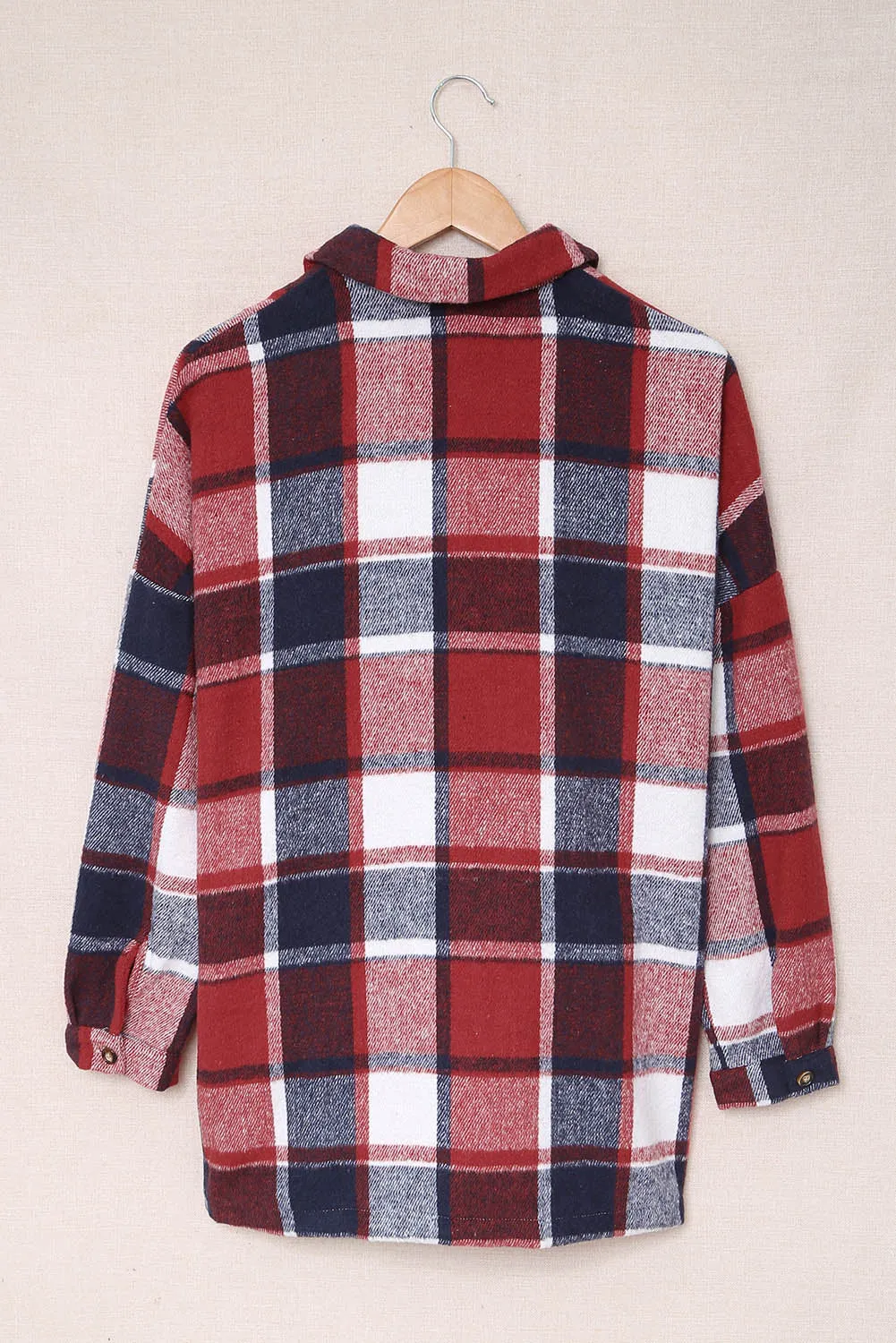 Women's Flannel Plaid Jacket Long Sleeve Buttoned Shirts Coats Shacket