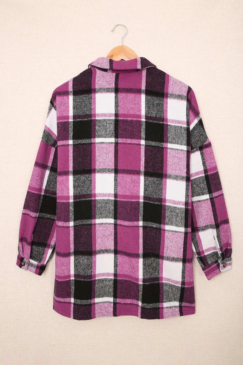 Women's Flannel Plaid Jacket Long Sleeve Buttoned Shirts Coats Shacket