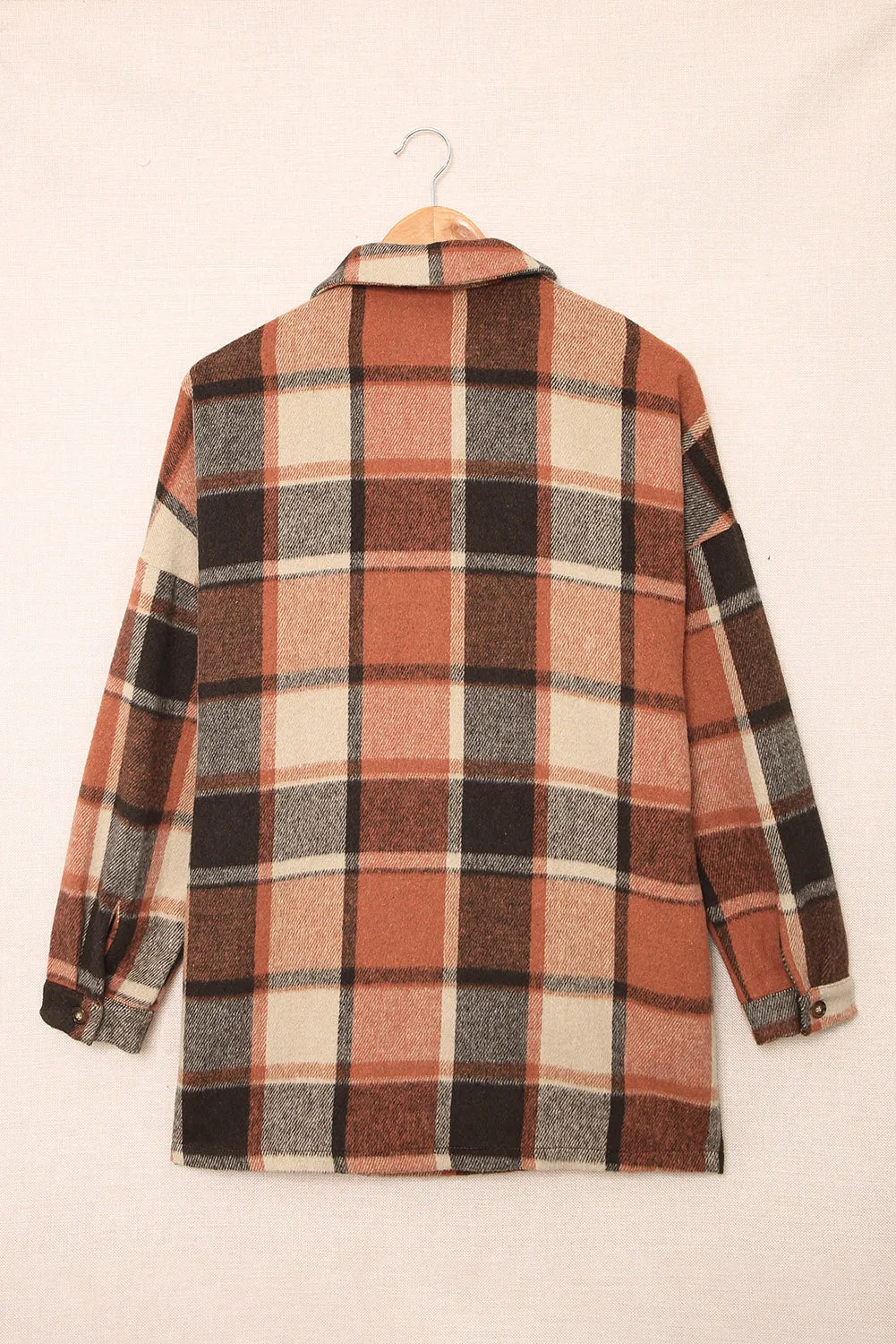 Women's Flannel Plaid Jacket Long Sleeve Buttoned Shirts Coats Shacket