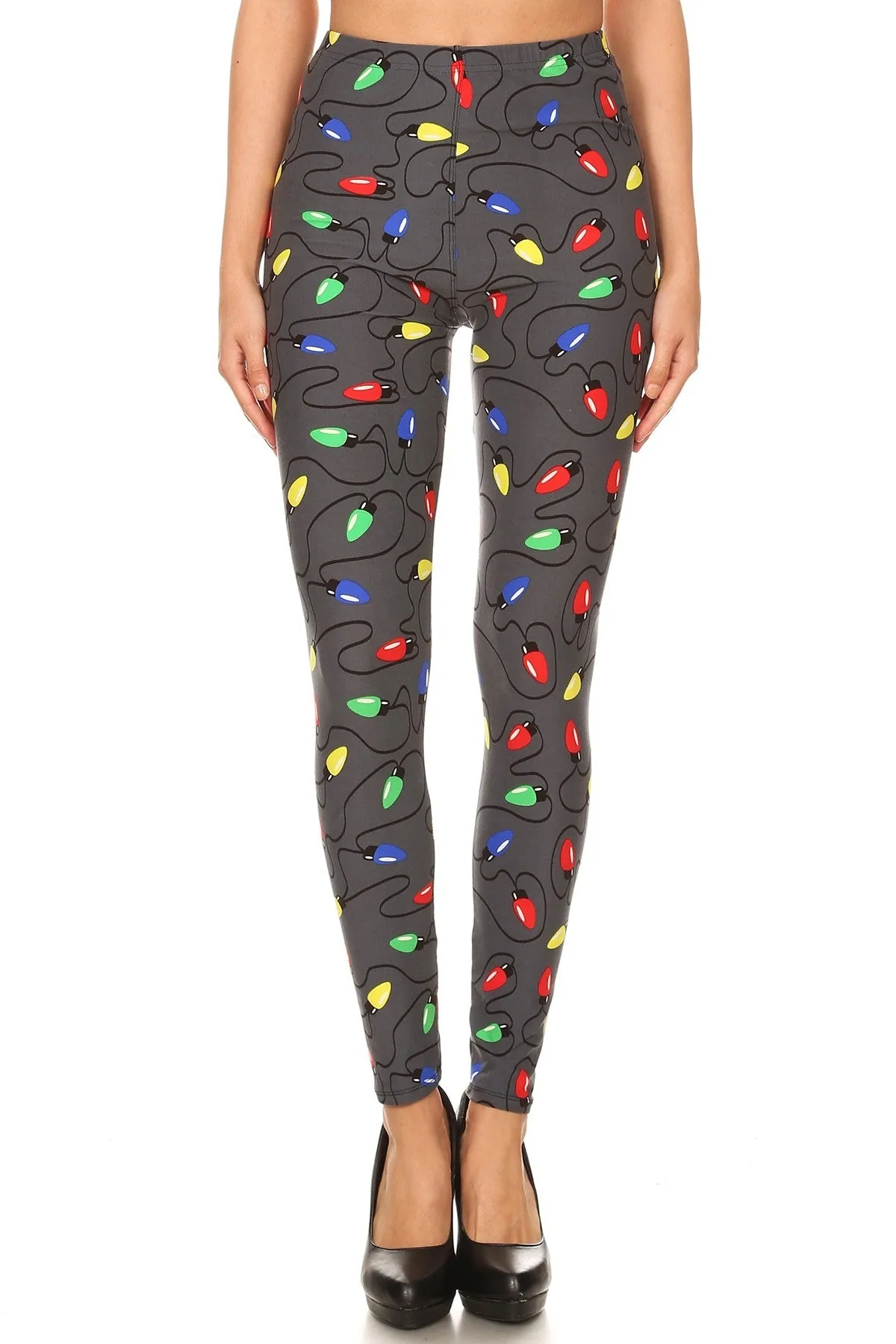 Women's Plus Christmas Light Pattern Printed Leggings