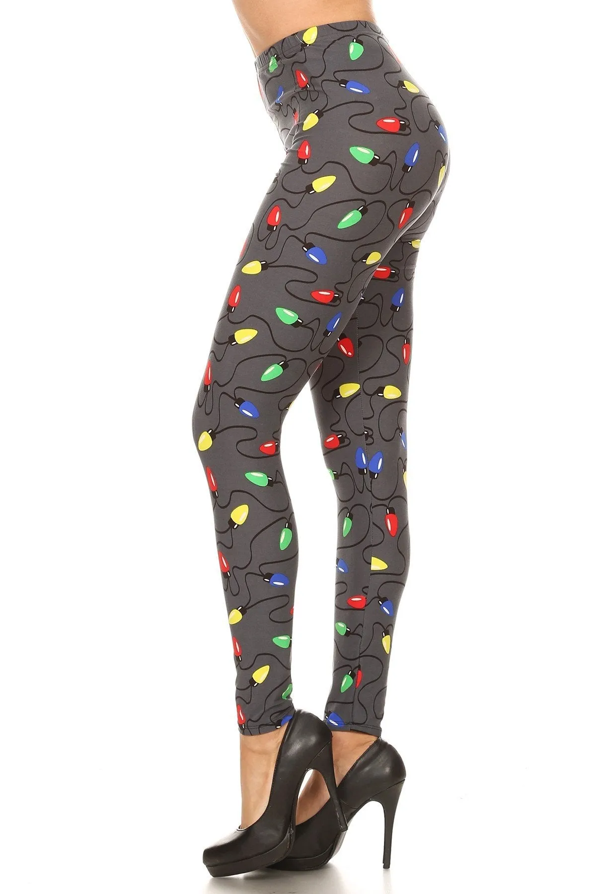 Women's Plus Christmas Light Pattern Printed Leggings