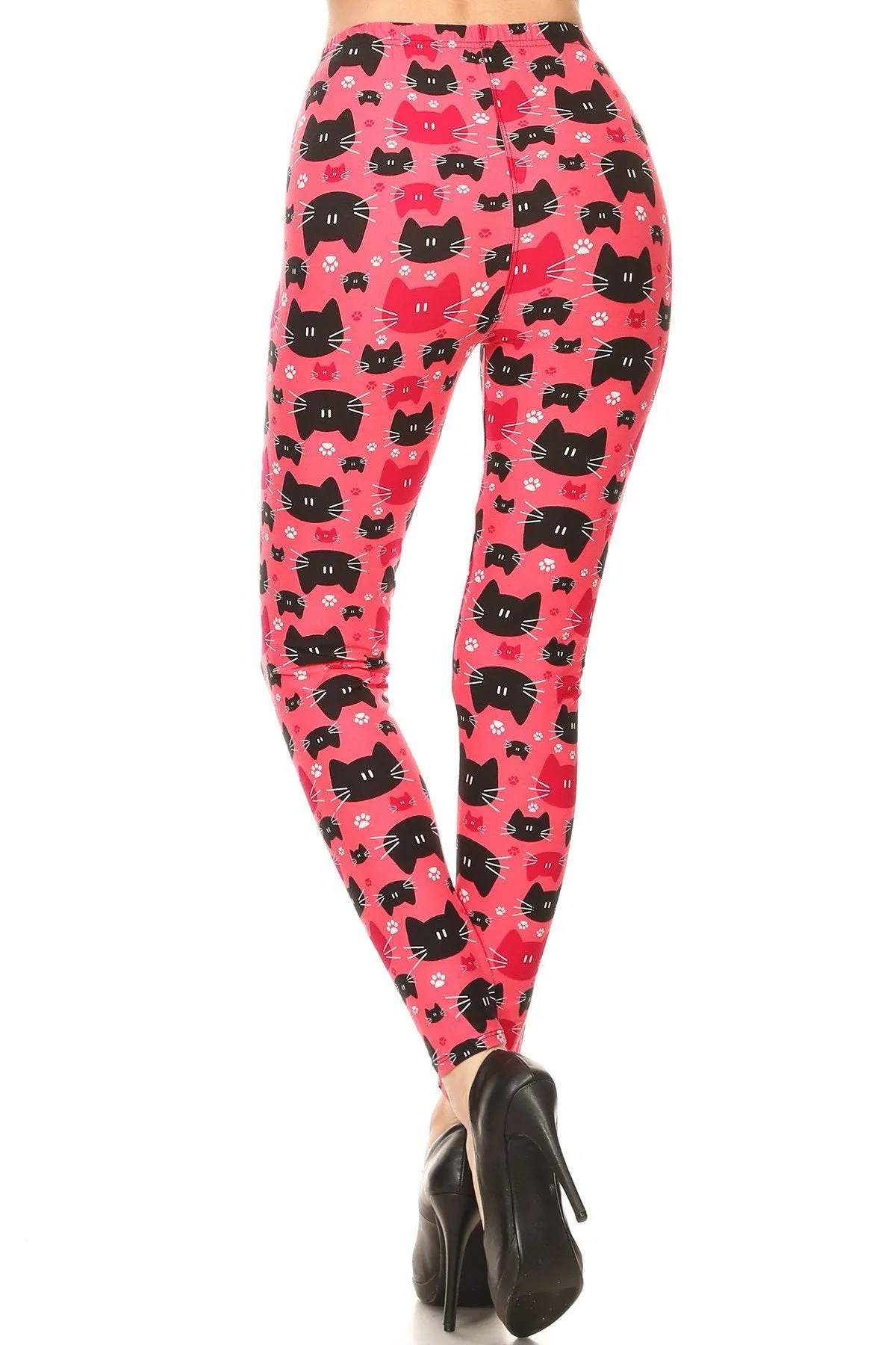 Women's Plus colorful Cat Faces Pattern Printed Leggings