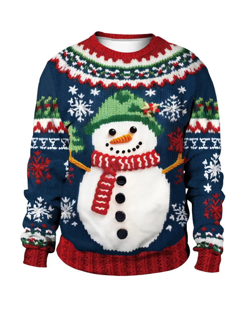 Women's  Stylish Snowman Christmas Tree Printing Sweater